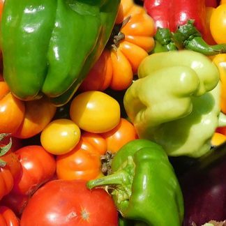 Pomodori, peperoni e melanzane